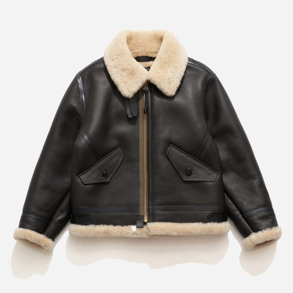 AIRBORNE MOUNTAIN SHEARLING LEATHER JACKET - BLACK