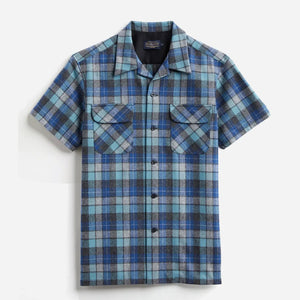 Pendleton - Short Sleeve Board Shirt - Blue Surf Plaid -  - Main Front View