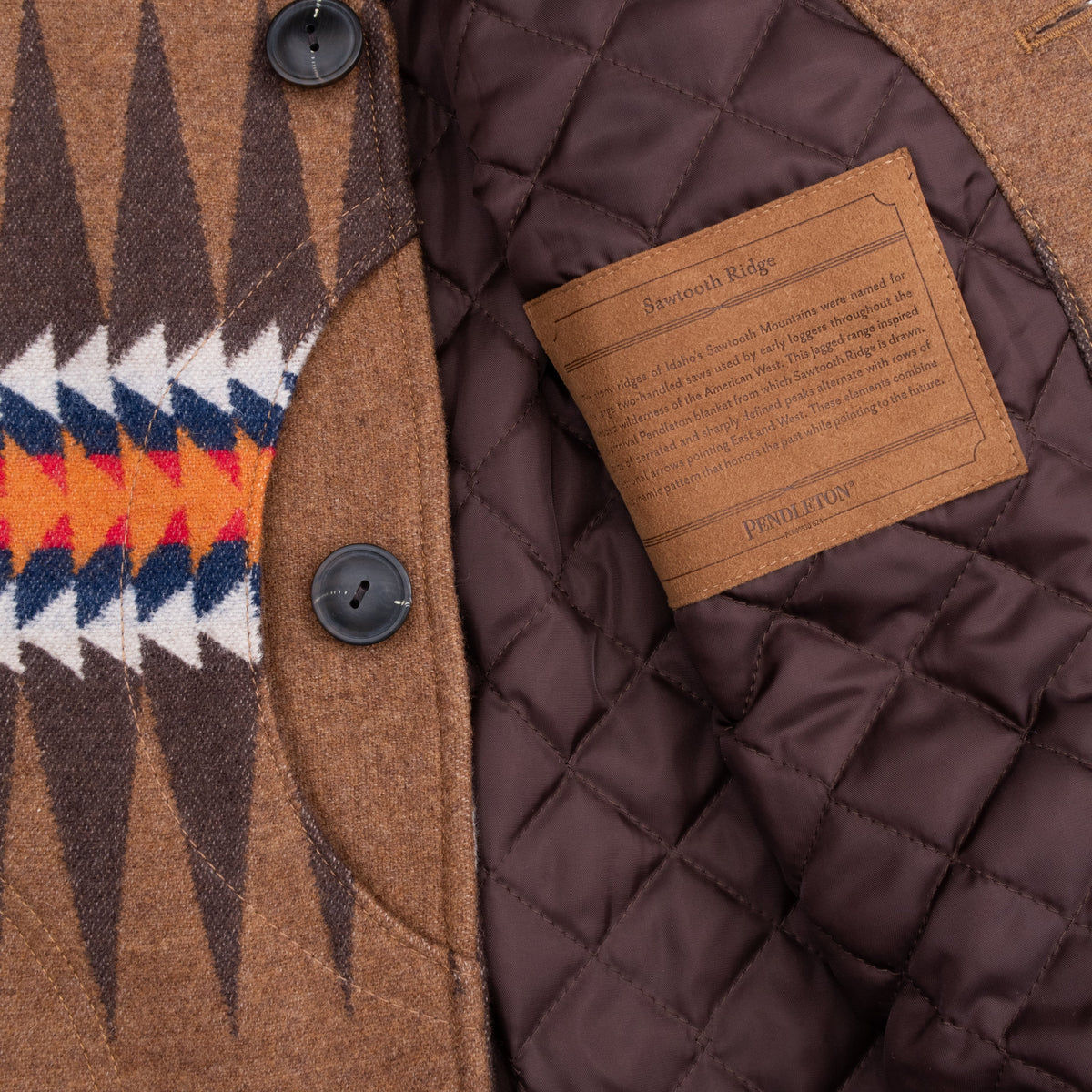 Pendleton QUILTED FIELD WOOL VEST - SAWTOOTH RIDGE BROWN - The