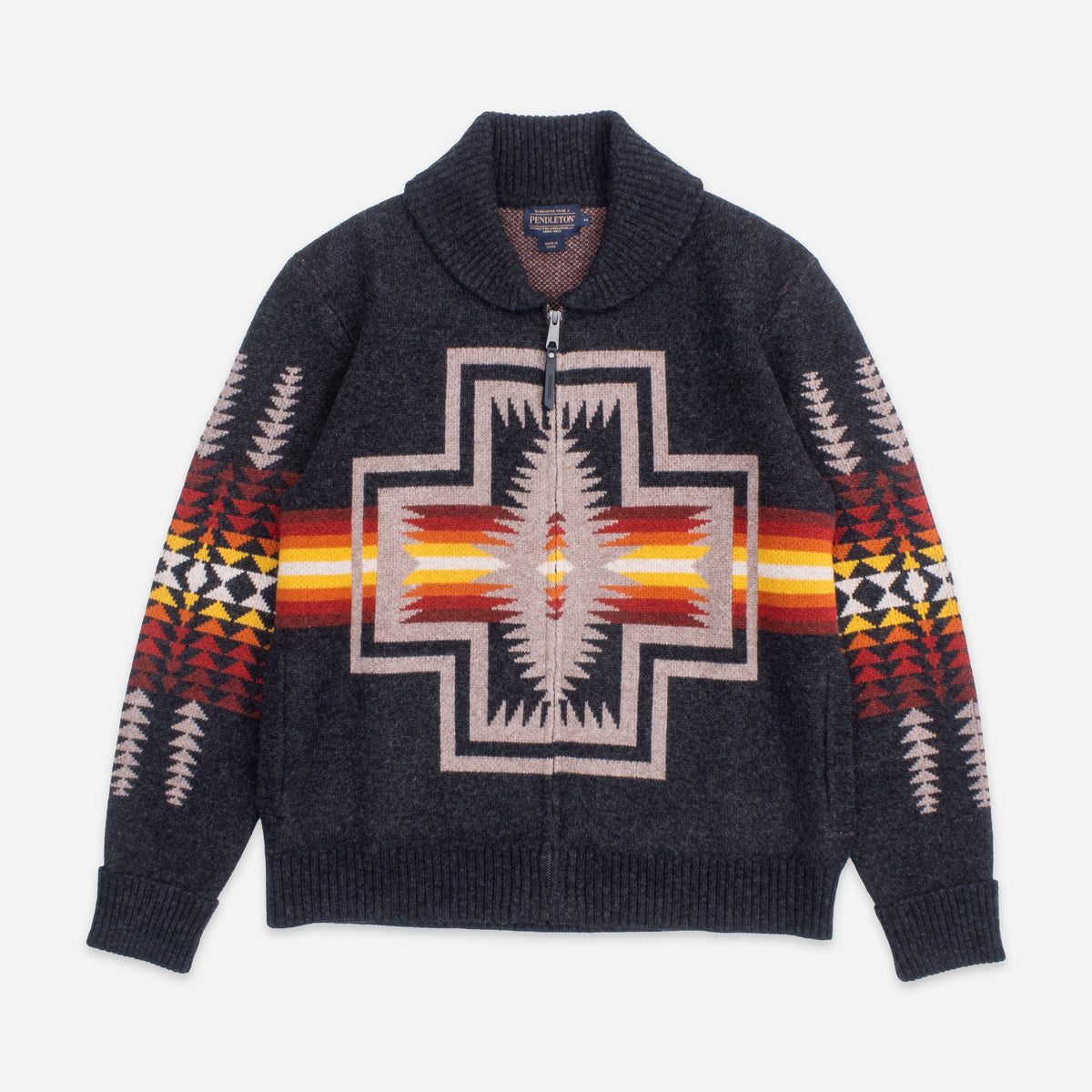 Pendleton HARDING ZIP WOOL CARDIGAN - HARDING OXFORD GREY - The