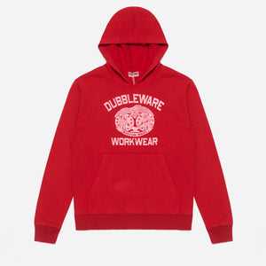 Dubbleware - Made in Italy Sunfaded Hoodie - Track Red - Made in Italy Sunfaded Hoodie - Track Red - Main Front View