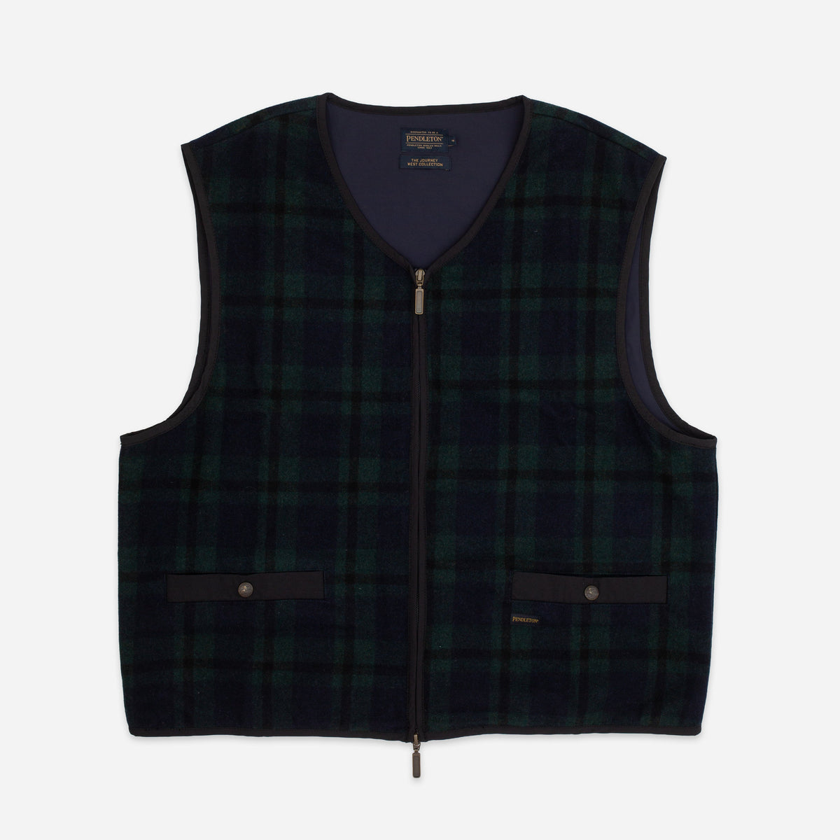 Pendleton DUFFEL WOOL ZIP VEST - BLACK WATCH - The Great Divide