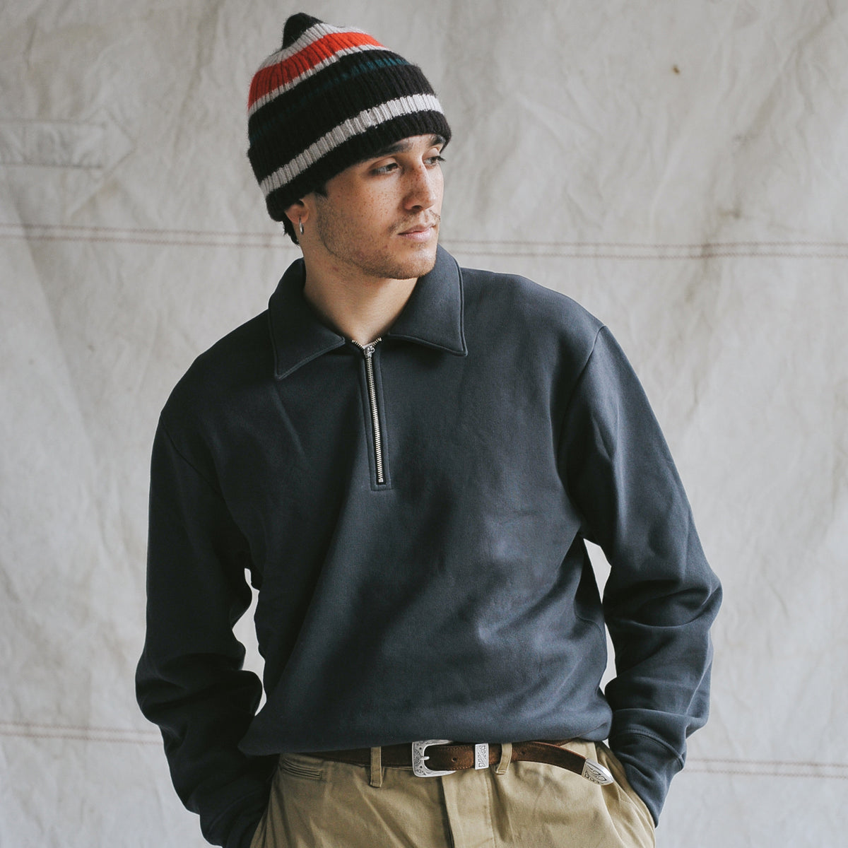 Lady White Co. QUARTER ZIP SWEATSHIRT - FADED BLACK - The Great Divide