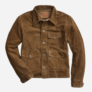 Double RL By Ralph Lauren - ALSTON SUEDE JACKET - MID BROWN -  - Main Front View