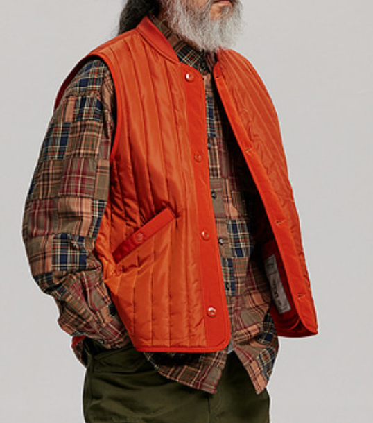 Frizmworks STRIPE QUILT MIL LINER VEST - ORANGE - The Great Divide