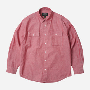 Frizmworks - CIGARETTE POCKET CHAMBRAY SHIRT - RED -  - Main Front View