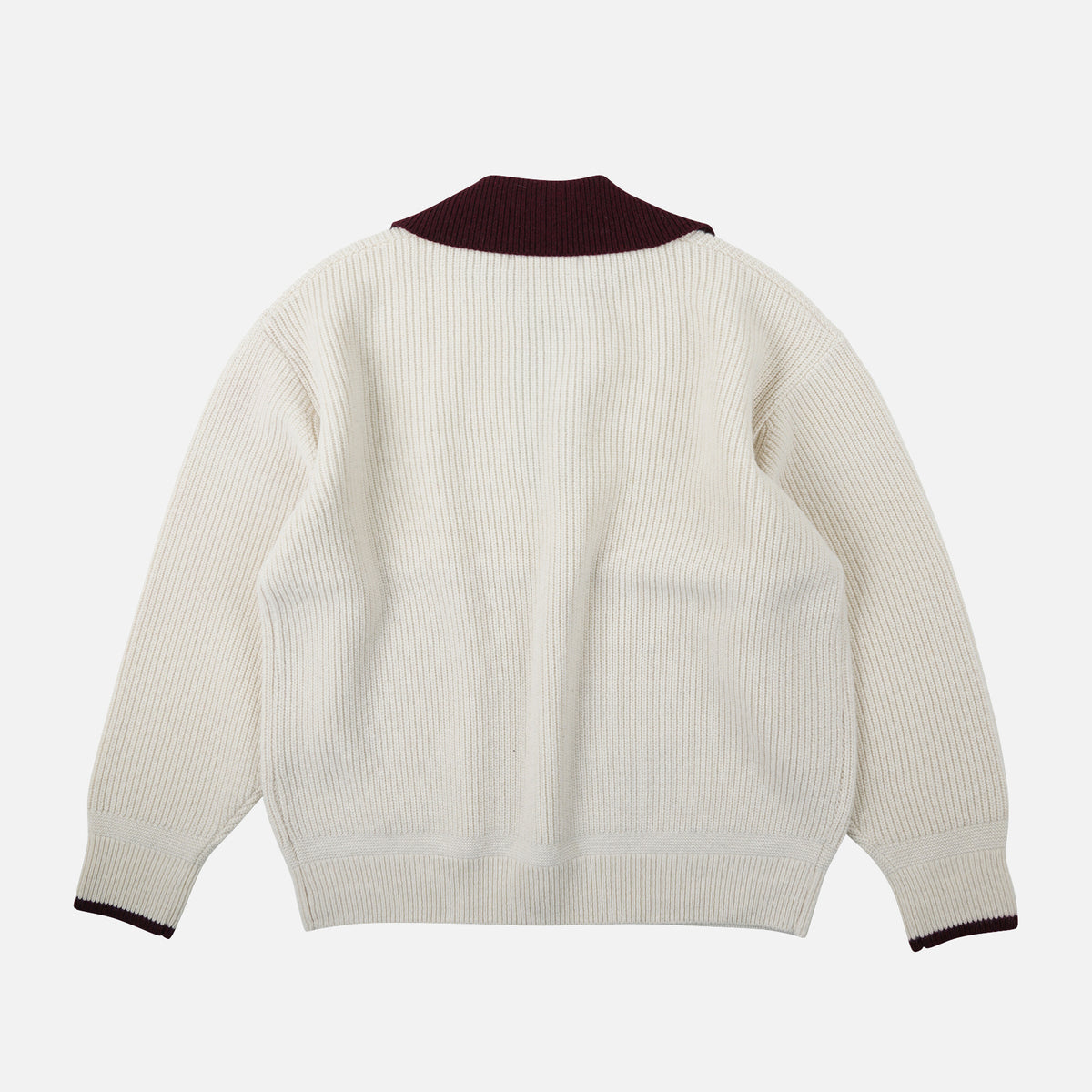 Frizmworks CONTRAST COLLAR HALF ZIP KNIT - CREAM - The Great Divide
