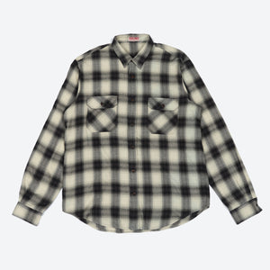 Dubbleware - Made in Italy Milton Flannel Shirt - Grey / Ecru - Made in Italy Milton Flannel Shirt - Grey / Ecru - Main Front View