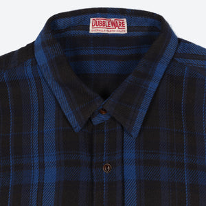 Dubbleware - Made in Italy Milton Flannel Shirt - Blue / Brown -  Dubbleware Made in Italy Milton Flannel Shirt - Blue / Brown - Alternative View 1
