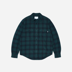 Adsum - Adsum Classic Plaid Work Shirt - Green/Black Check -  - Main Front View