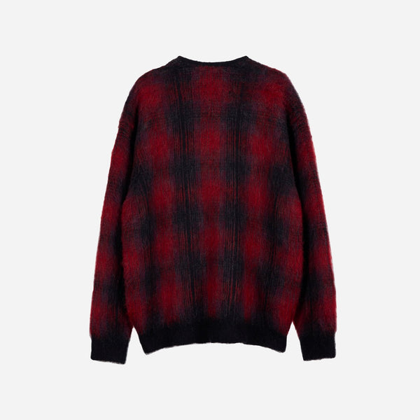 Pendleton Made for Japan Mohair Plaid Cardigan - Red/Charcoal
