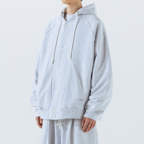 RAGLAN SWEAT HOODIE JACKET - MELANGE GREY