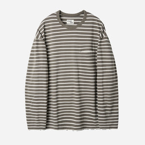 Rough Side - MULTI STRIPE LONG SLEEVE T-SHIRT - HUMUS -  - Main Front View