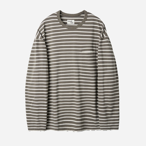 MULTI STRIPE LONG SLEEVE T-SHIRT - HUMUS