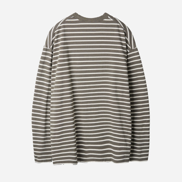 MULTI STRIPE LONG SLEEVE T-SHIRT - HUMUS