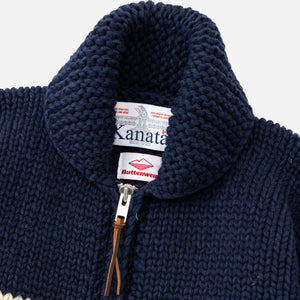 Battenwear - Battenwear Cowichan Cardigan - Blue and White Stripe -  - Alternative View 1