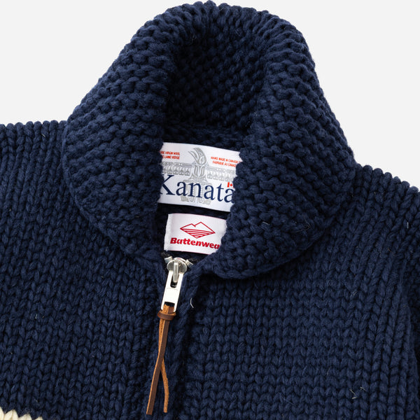 Battenwear Cowichan Cardigan - Blue and White Stripe