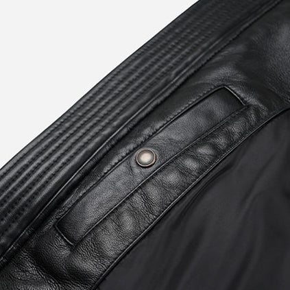 SNOWDON LEATHER DOWN JACKET - BLACK