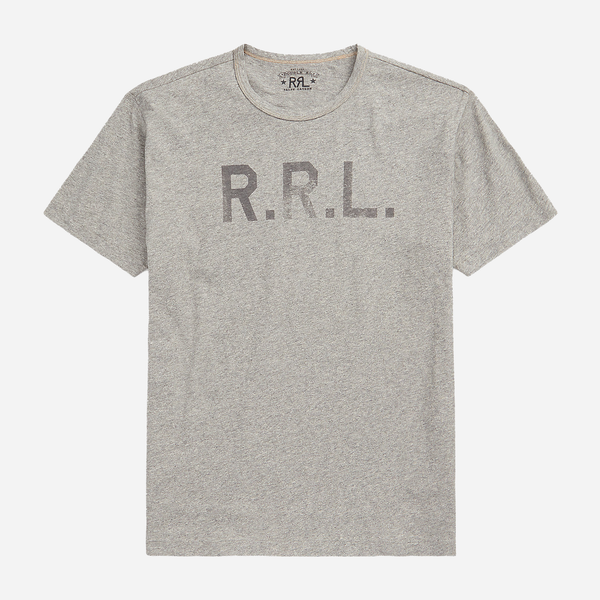 Double RL By Ralph Lauren Logo Jersey T Shirt Heather Grey The
