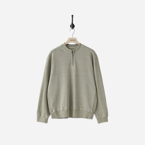 Rough Side Nest Zip Sweat - Dusty Olive