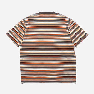Beams+ - MULTI STRIPE POCKET T-SHIRT - GREY/WHITE-ORANGE -  - Alternative View 1