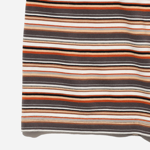 MULTI STRIPE POCKET T-SHIRT - GREY/WHITE-ORANGE