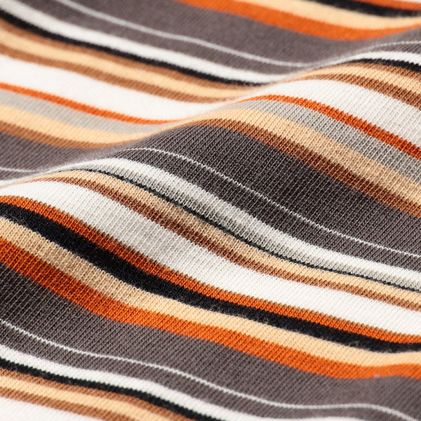 MULTI STRIPE POCKET T-SHIRT - GREY/WHITE-ORANGE