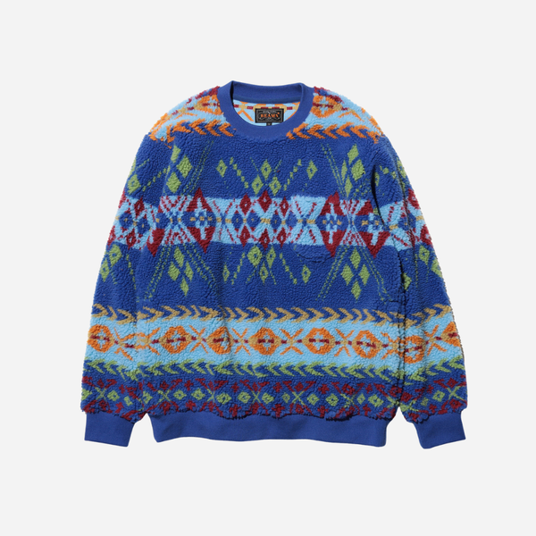 Beams Plus Crew Boa Jacquard - Blue