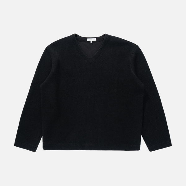 TEDDY HIGH V NECK SWEATER - BLACK