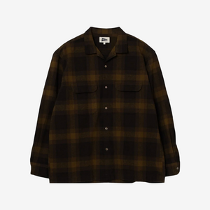 Pilgrim Surf + Supply - VINCENT OMBRE CHECKED SHIRT - MUSTARD/BROWN -  - Main Front View