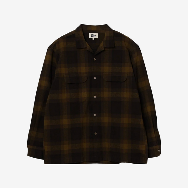 VINCENT OMBRE CHECKED SHIRT - MUSTARD/BROWN