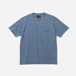 Beams+ - Beams Plus Pocket Tee Stripe - Indigo -  - Main Front View