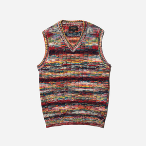 Beams+ - Cable Knit Vest Kasuri - Red -  - Main Front View