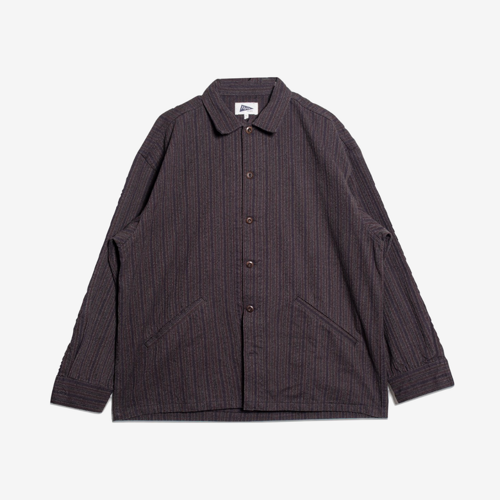 Pilgrim Surf + Supply LEON COACH JACKET - BROWN/NAVY STRIPE - The Pilgrim Surf + Supply LEON COACH JACKET - BROWN/NAVY STRIPE - The