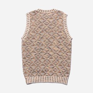 Beams+ - KASURI INDIGO DYED JACQUARD VEST - BEIGE -  - Alternative View 1