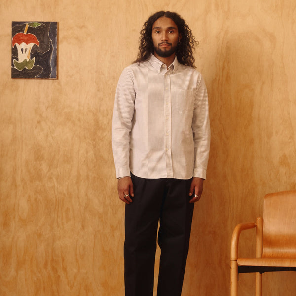 BEEFY OXFORD SHORT - BROWN STRIPE