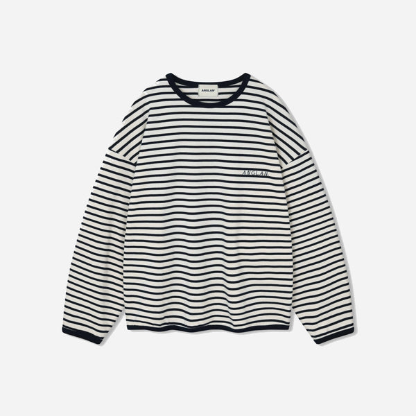 STRIPED LONG SLEEVE TEE - NAVY