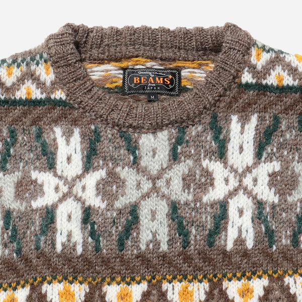 FAIRISLE PATTERN KNIT - BROWN