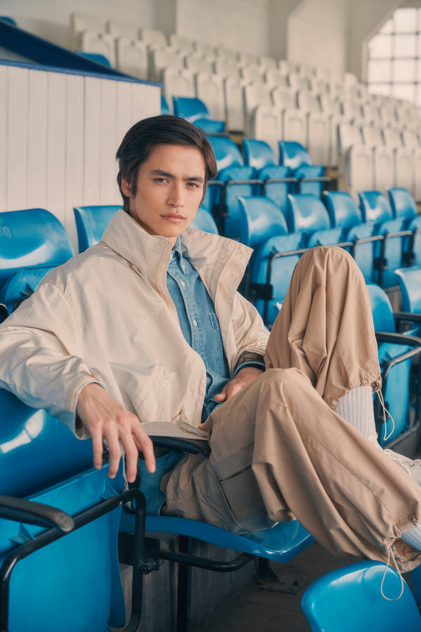 NYLON CARGO BALLOON PANTS - BEIGE