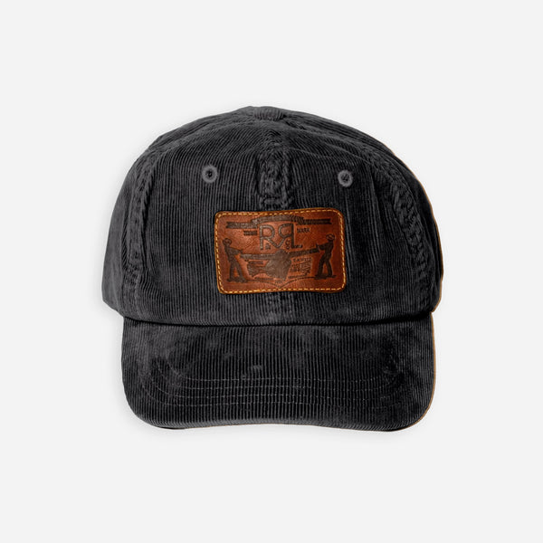 RRL Leather Patch Corduroy Trucker Cap Black