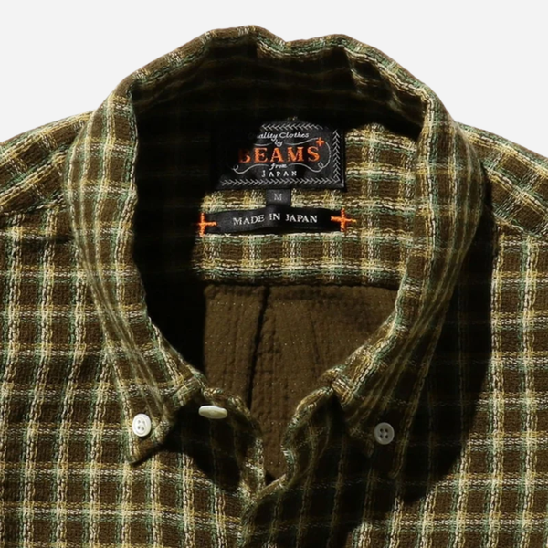 Beams Plus Open B.D Panama Plaid Double Face - Brown