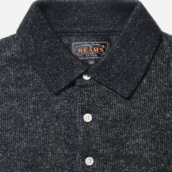 Beams Plus Knit Polo 9G Wool Silk Shaggy Yarn - Black