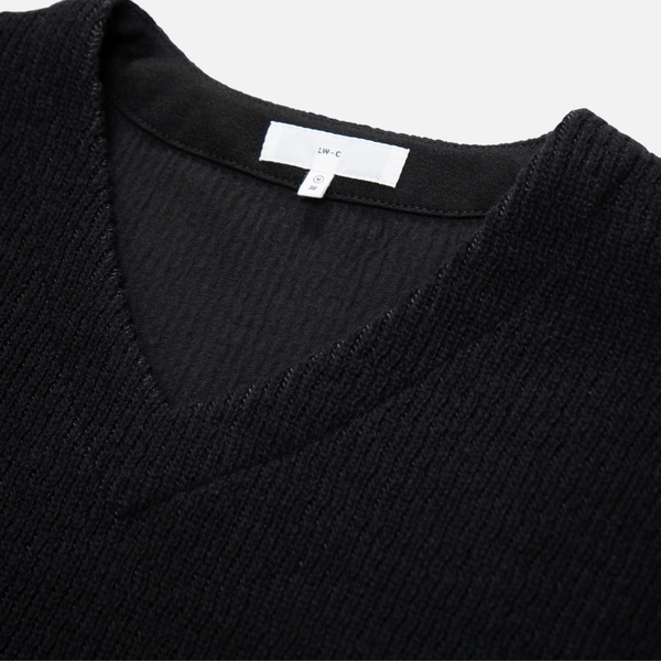 TEDDY HIGH V NECK SWEATER - BLACK