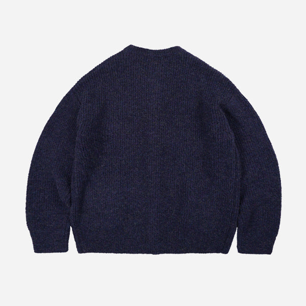 BRUSHED WOOL ROUND CARDIGAN - PURPLE