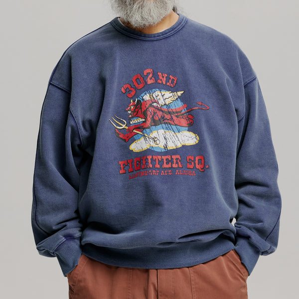302ND FIGHTER SQ SWEATSHIRT - WASHED NAVY
