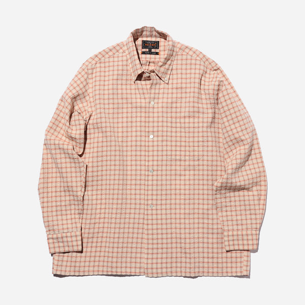 OPEN B.D SEERSUCKER PLAID SHIRT - RED/OFF WHITE