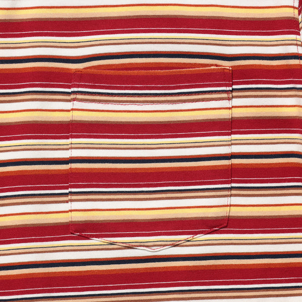 MULTI STRIPE POCKET T-SHIRT - RED/WHITE-YELLOW