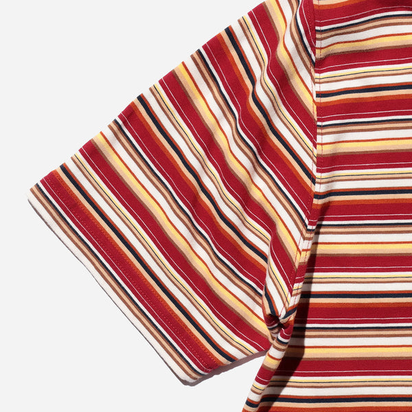 MULTI STRIPE POCKET T-SHIRT - RED/WHITE-YELLOW