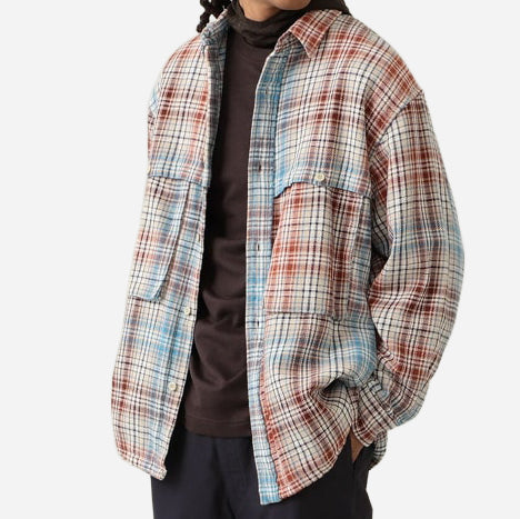 ALBERT FIELD OVERSHIRT - IVORY/BLUE