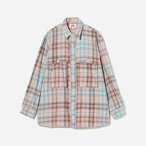 Pilgrim Surf + Supply - ALBERT FIELD OVERSHIRT - IVORY/BLUE -  - Main Front View